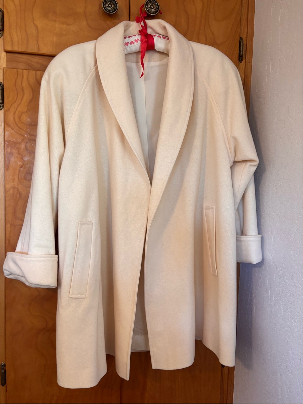 Cream Shawl Collar wool Women's Coat